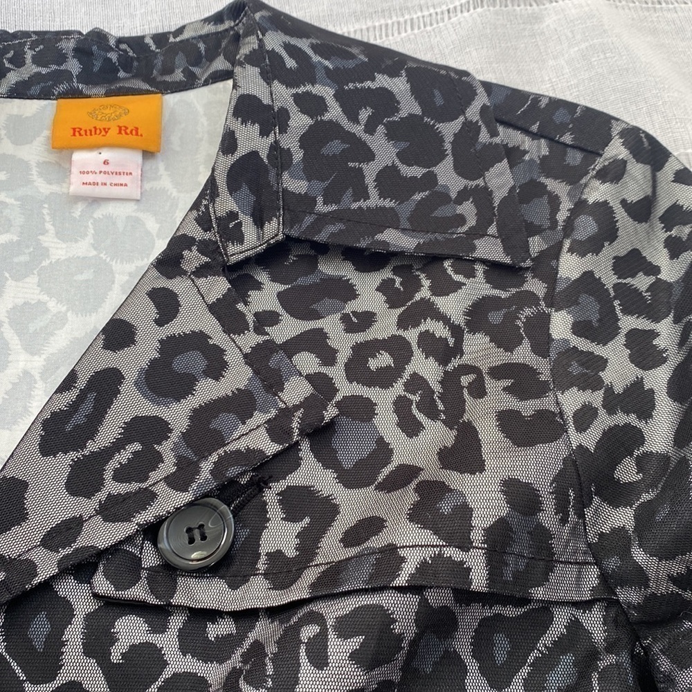 Ruby Rd Cheetah Print Jacket With Large Black But… - image 8